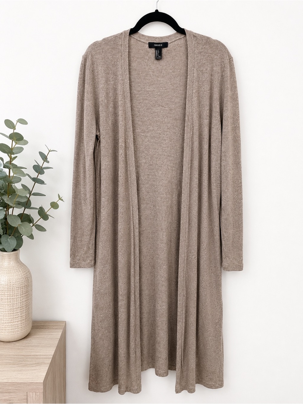 Forever 21 Metallic Taupe Open Cardigan